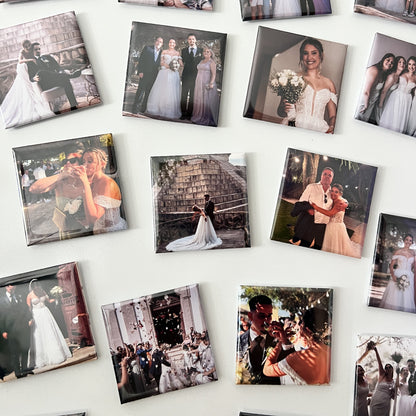 ímanes personalizados quadrados ideal para prenda de casamento. personalizados baratos