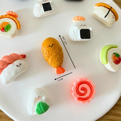 Mini ímanes sushi com indicação de tamanho e medidas
